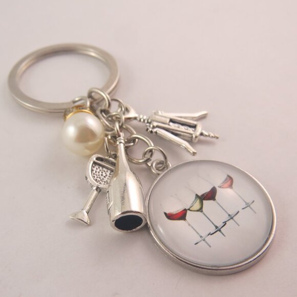 Wine Keychain Wine Glass Lover Gift for Woman or Girl Fun Wine Lover Key Ring - Picture 2 of 4